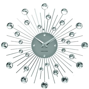 Karlsson Sunburst Wall Clock, Silver