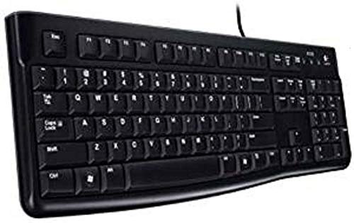 Logitech Clavier professionnel filaire K120 pour Windows et Linux, port USB, saisie silencieuse, robuste, résistant aux éclaboussures, support de clavier, disposition en espagnol - noir
