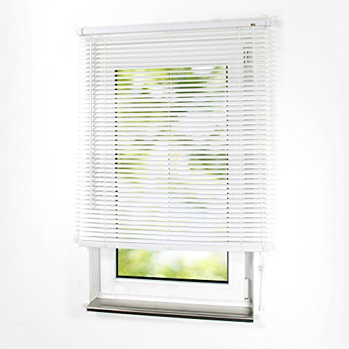 PVC Kunststoff Jalousie Kunststoffjalousie Weiß Lamellen Fenster Tür Rollo - Breite 40 bis 180 cm - Länge 160 und 220 cm Jalousette Plastik Lamellenjalousien (50 x 220 cm)