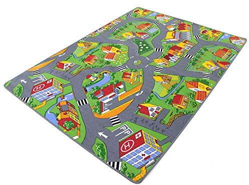 HEVO Stadt Land Fluss Teppich | Kinderteppich | Spielteppich 145x200 cm