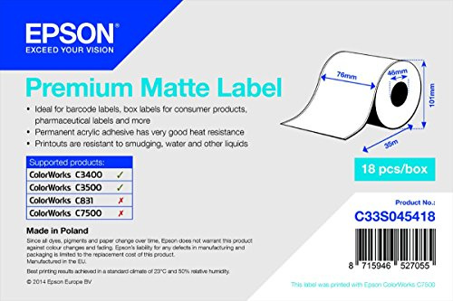 Epson Premium matte Label Continuous, 1 Roll, 76 mm x 35 m