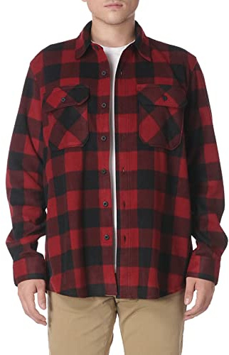 Wrangler Authentics - Camiseta de manga larga para hombre - Rojo - Medium