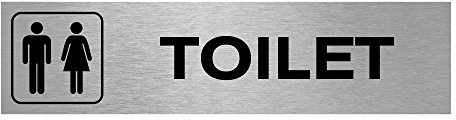 Slimline Aluminium Ladies Gentlemen Symbol Toilet Sign from ViroDisplay® – 200 x 50mm – Brushed Silver – Durable Printed Surface – Self-Adhesive Fixing (1)