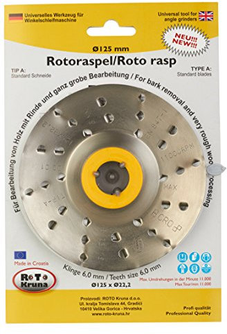 Rotoraspel Typ A | Winkelschleifer Schleifscheibe für Holz, Kunststoff, Gummi, Styropor Ø 125 mm (Klinge Grob 6,0 mm)