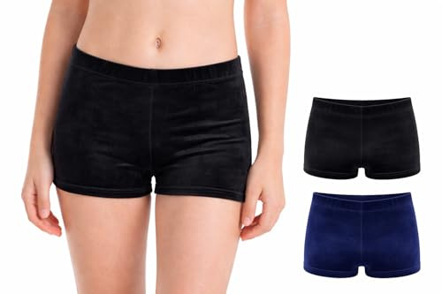 Fischer 7713 Samtshorty Mädchen Gymnastik Turn Shorts in glatter Samt Optik, Ökotex 100 Zertifiziert, Verschiedene Größen und Farben