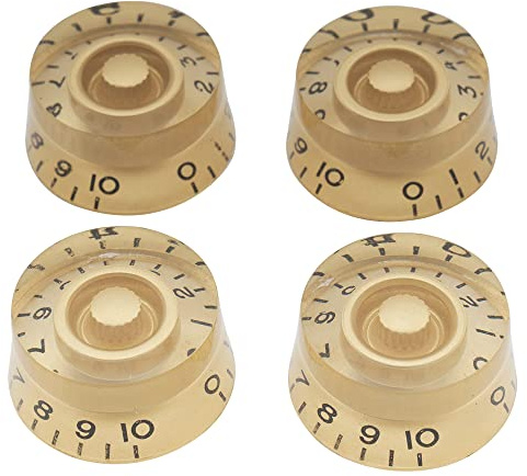 Musiclily Basic Metrisch Gitarre Speed Potiknöpfe Gold Schwarz 4 Stück | 18 Zähne,Volume Tone, für Epi LP SG E-Gitarre