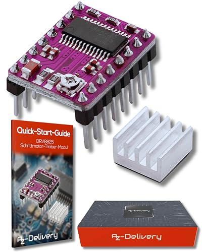 AZDelivery DRV8825 Schrittmotor-Treiber-Modul mit Kühlkörper, z.B. für RAMPS 1.4, CNC-Shield, 3D Drucker, Prusa Mendel kompatibel mit Arduino und Raspberry Pi inklusive E-Book!