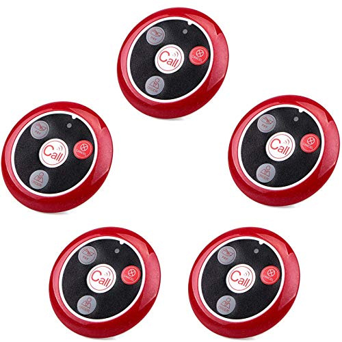 Retekess T117 Pager System, Drahtlose Ruftaste, 5 Ruftasten | für Restaurant, Hotel, Bar, 4 Funktionstasten, Wasserdicht, für T114 Bildschirm, TD106 Uhr oder T128 Uhr