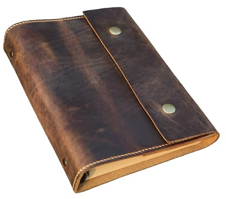 A5 Leder Ringbuch Notizbuch, Vintage Organizer, nachfüllbar, personalisiert | Schreibmappe Leder, Konferenzmappe, Dokumentenmappe, Reisejournal, Tagebuch, Kartenfach, Stiftschlaufe, Business Geschenk