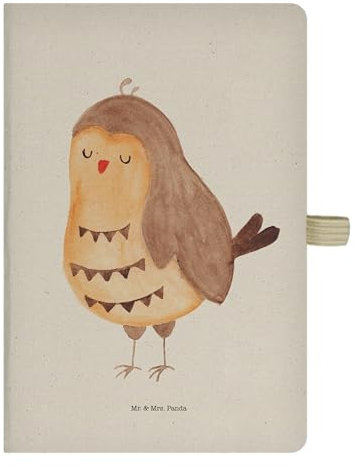 Mr. & Mrs. Panda Tagebuch Eule Zufrieden - Geschenk, A5 Journal, Müde, notizbuch, Hochzeitstag, Waldtier, Owl, Skizzenbuch
