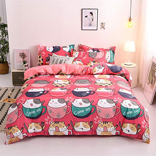 Treer Ensemble de Literie 4 Pièces, Moderne 2 Personnes Animal Imprimé Parure de Lit avec Housse de Couette, Draps de Lit et Taie d'oreiller Microfibre Hypoallergique (Coupe Mignonne,200x200cm)