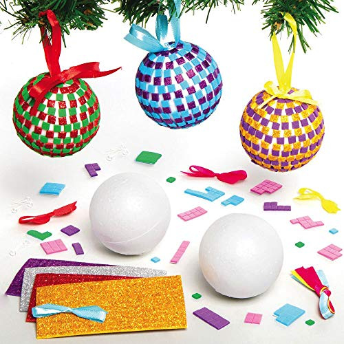 Baker Ross AX529 Kits De Boules En Mosaïque - Lot De 4, Décorations D'Arbre De Noël Pour Les Activités Artistiques Et Artisanales Des Enfants.