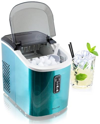 Eiswürfelmaschine Edelstahl Eiswürfelbereiter Eiswürfel Ice Maker Eis Maschine Icemaker (Hellblau)