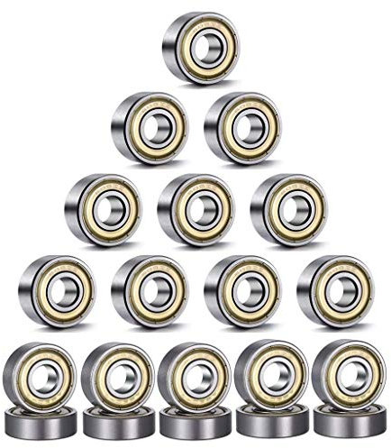 SNOWZAN Lot de 20 roulements à billes miniatures rainurés pour skateboard - 8 mm de diamètre intérieur - Roulements à billes 608 - Double blindage - 8 mm x 22 mm x 7 mm