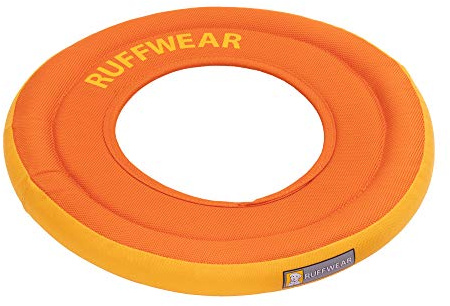 RUFFWEAR Hydroplan hund flygande skivleksak, flytande hund frisbee, lägereld orange, stor