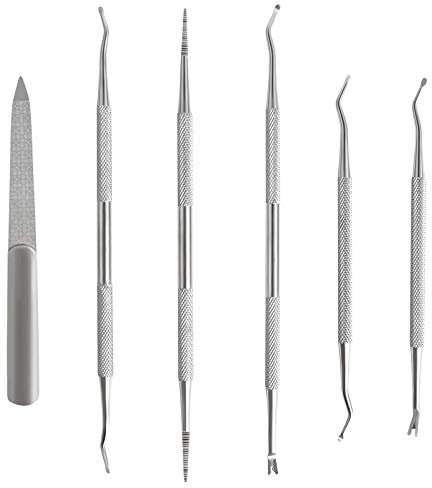 Yangfei 6 Pcs Strumenti per Unghie Incarnite Kit Unghie Incarnite Piedi, Sollevatore per Unghie Incarnite, Lima per Unghie in Acciaio Inox, Nail Lifter, per Podologi o Domestico