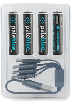 Pale Blue - Li-Ion Rechargeable AAA Battery - 4 Pack & 4x1 Charging Cable