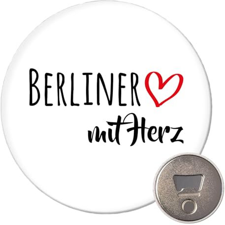 Huuraa Magnet Berliner mit Herz Geschenk 59mm Kühlschrankmagnet Flaschenöffner Berliner Geschenkidee
