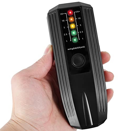 Keyohome EMF Meter High Accuracy Electromagnetic Field Radiation Detector Battery Powered Electric EMF Detector Ghost Hunting Paranormal Equipment Tester for Industrial Construction NO BATTERY (Black)