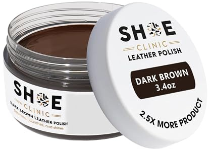 Shoe Clinic Leather Shoe Polish | For Polishing Boot, Shoes & Footwear | Restore Natural Colour & Shine | Polishes in Neutral, Clear & Colours (Dark Brown) | 100ml