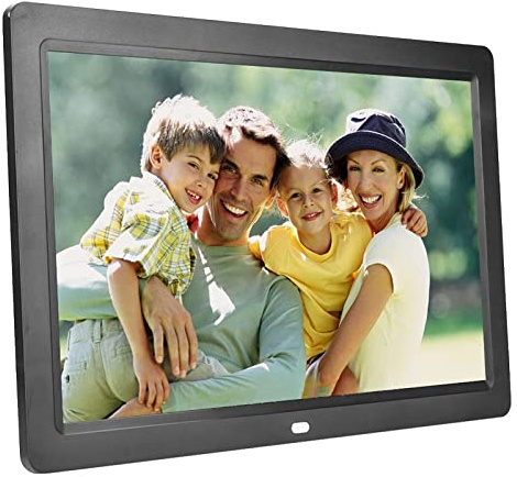 12 Zoll Digitaler Fotorahmen, Auflösung 1280X800 Hochauflösender Eingebauter Lautsprecher Bildwiedergabe Elektronischer Kalender Verformungsbeständigkeit Farbechter Deluxe-Bilderrahmen (EU-Stecker)