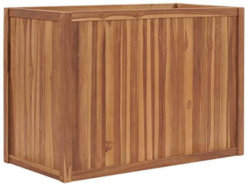 Blumenwanne Pflanztisch Balkonschrank Hochbeet 100x50x70 cm Massivholz Teak Geeignet für Gartenbalkone im Freien
