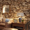 Stein Tapete 3D Stereo Steinoptik Tapete PVC Retro Moderne Wanddeko Wallpaper Wandtapete Steinwand Panel Fototapete Dekoration Study Zimmer Wohnzimmer Restaurant Cafe Deko (Braun)