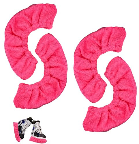 PEUTIER 4 Stück Schlittschuh Kufenschutz, Hockey Schlittschuhe Kufenschoner Elastisch Eislaufen Kufenschutz für Männer Frauen Jungen Mädchen (Rosa, Größe L)