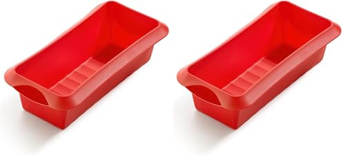 Lékué - Molde de silicona Rectangular, Rojo, 24cm (Paquete de 2)