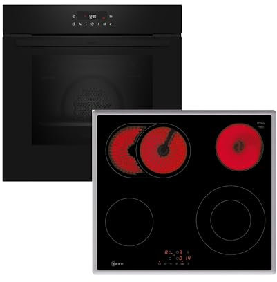 NEFF BTX46PB, Backofen-Set bestehend aus B2CCJ7AK0, N 30, Einbaubackofen mit CircoTherm, 60x60 cm, Schwarz und T16SBN1L0, N 50, autarkers Elektrokochfeld, 60 cm, Schwarz, mit Rahmen aufliegend