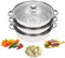 Charocean 28cm Stainless Steel Steamer Pot Set with Vented Glass Lids - 3 Tier Dumpling Steamer, Induction Safe