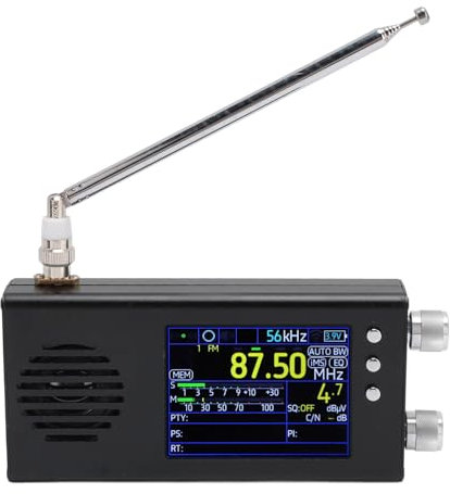 Kurzwellen Radioempfänger, 3,2 Zoll LCD Display, Zwei Stereolautsprecher, 5000 mAh V2.0 Firmware, für Tragbaren SW CB VHF UHF WX AIR LW MW Vollband Radioempfänger mit (Black)