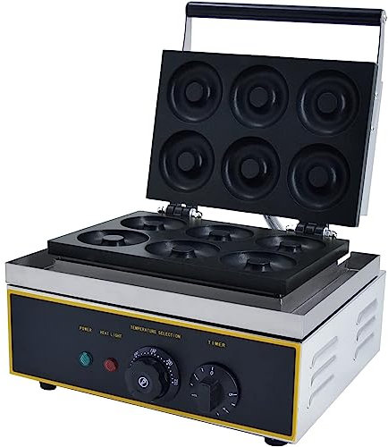 XNZJHPP Macchina per Ciambelle elettrica in Acciaio Inox, Macchina per Ciambelle Commerciale, Riscaldamento bifacciale, Ciambelle a 6 Fori per Uso Aziendale in Cucina