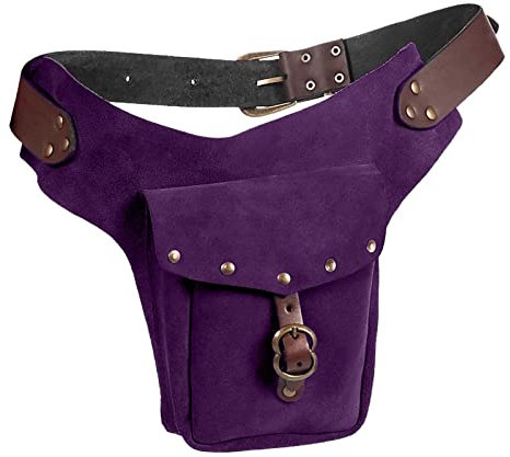 Wasserflasche Hüfttasche Laufen Vintage Mittelalter Gürteltasche Leder Kleine Geldbörse Leder Sport Reiten Hüfte Bauchtasche für Frauen Laufen (Lila, Einheitsgröße)