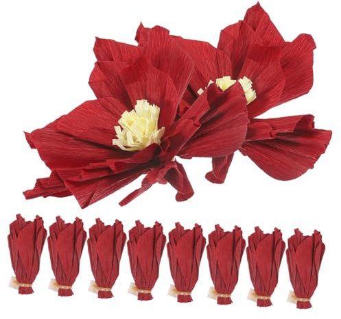 COHEALI 10st Blumenstrauß Aus Krepppapier Papierverzierung Für Hochzeitsfeiern Blumendekor Papierblumen Selber Machen Wandblumen Papierblumen Für Partydekor Blumenanhänger Aus Papier Rot