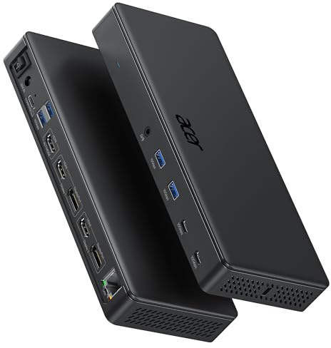 Acer 15-in-1 Laptop Docking Station, unterstützt DisplayLink 3-Monitore, USB C Dockingstation mit 130W Netzteil, 10Gbps Datenübertragung, 1Gbps Ethernet für MacBook Pro/Air, Acer-Laptops, PC und mehr