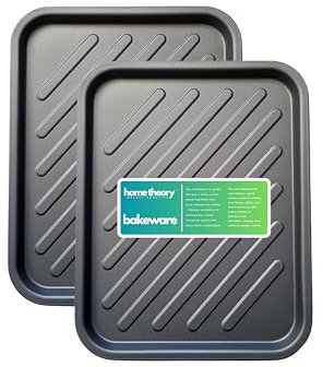 Griddle Style Ridge Baking Tray, Non-Stick, Dishwasher Safe, Multi-Pack Baking Tray Set, 38cm by Home Theory Bakeware (2)