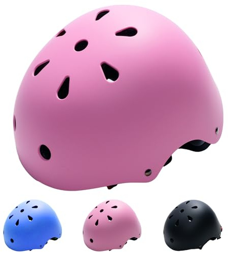 Barnhjälm barn cykelhjälm gamla pojkar flickor småbarn cykelhjälmar i 3-13 år, justerbar lätt hjälm för skateboard cykel rullskridskor scooter (rosa, S)