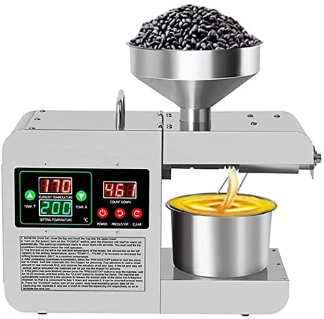 LXWKAI Presse à Huile électrique, Machine à Huile à Pression à Chaud et à Froid 600 W, température réglable de 50 à 250 ℃, adaptée à la Cuisine à Domicile