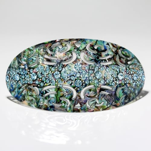 Pinza per Capelli Donna Elegante con Strass - Fermaglio Ultra Resistente per Chignon e Coda di Cavallo - Accessorio Capelli Vintage e Chic (Verde Abalone)
