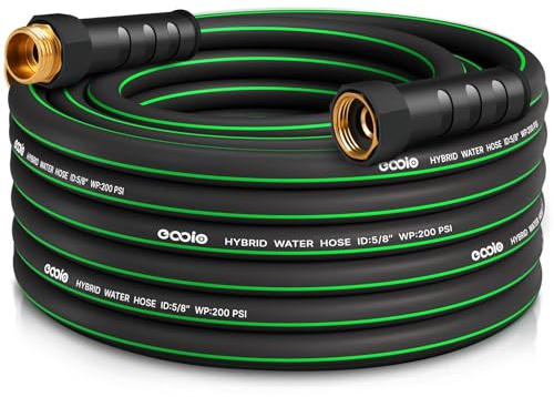 Heavy Duty Garden Hose 25ft, NON-EXPANDABLE Flexible Water Hose, Kink Resistant Lightweight Hybrid Hose, Leakproof Hose Male to Female Fittings