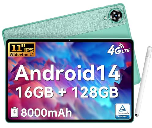 OUKITEL OT11 Tablets 11 Pollici Android 14, 16GB+128GB (1TB), Tablet in Offerta 8000mAh, 5G WiFi/4G Dual SIM | Widevine L1 | Octa Core | Face ID | OTG | BT5 | Type-C, Verde