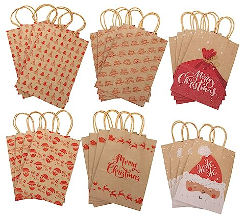 EXAOMBLE 24stücke Weihnachtsgeschenktüte Kreative Papiertasche Süßigkeitenbeutel für Weihnachten Aufbewahrungstasche mit Festlichem Design Vielseitig Einsetzbar für Feiern und Geschenke