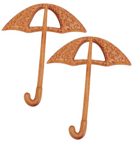 Lot de 2 broches parapluie en bois - Broche mignonne pour filles et garçons - Pull en bois - Pour femmes et filles - Bijoux - Broches et stylos - Décoration, Default
