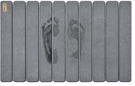 SoBuy Stein Badematte Kieselgur-Duschmatte super saugfähig rutschfest leicht zu reinigen geeignet für Badezimmer Küche Schlafzimmer Grau 59 x 39 cm SDA10-HG