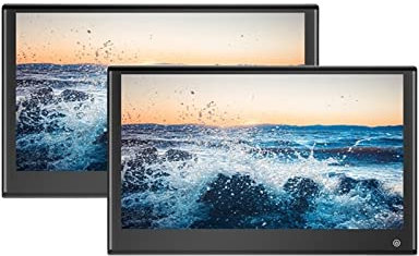 Auto-TV-Kopfstützenmonitor, 13,3-Zoll-Kopfstützenmonitor IPS-Touchscreen-Auto-Rücksitzunterhaltung 4K-Fahrzeug-Videoplayer-Anzeige mit Spiegelung Für lange Autofahrten oder Familienurlaube(2 PCS Black