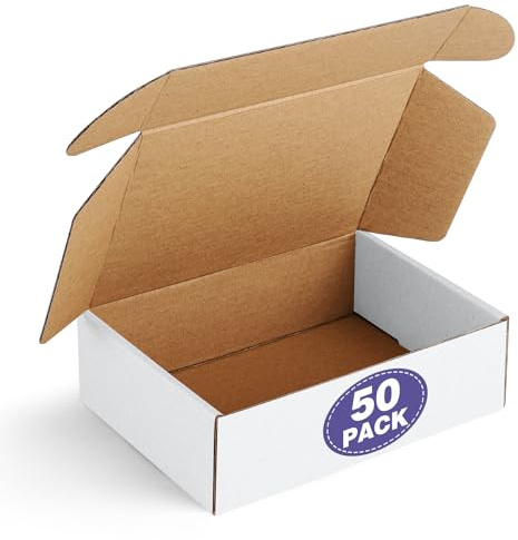 Eupako 7x5x2 Small Shipping Boxes 50 Pack - White Cardboard Box Mailers, Corrugated Mailing Boxes for Packaging Small Business