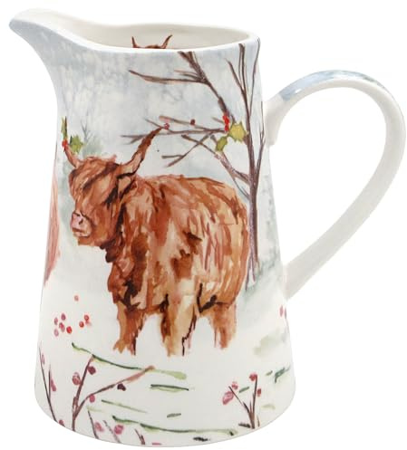 The Leonardo Collection Highland Cow Pichet pour la maison et le bureau | Élégant pot à crème et à lait pour une utilisation multiple dans la cuisine | Tasse en porcelaine fine idéale pour crème