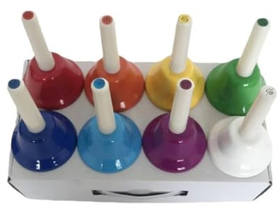 Handglocken-Set mit 8 Noten, bunte Handglocken, Musikglocken, Percussion-Instrument
