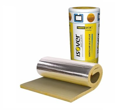 ISOVER Ventilam ALU Plus Isolierung Dämmung Lamella selbstklebende Lamellenmatte aus Glaswolle einseitig mit Alu 50mm - 5m x 1m
